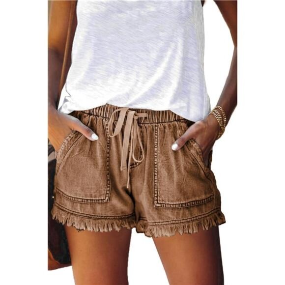 Womens Lightweight Shorts Casual A16-rbn - Picture 1 of 4